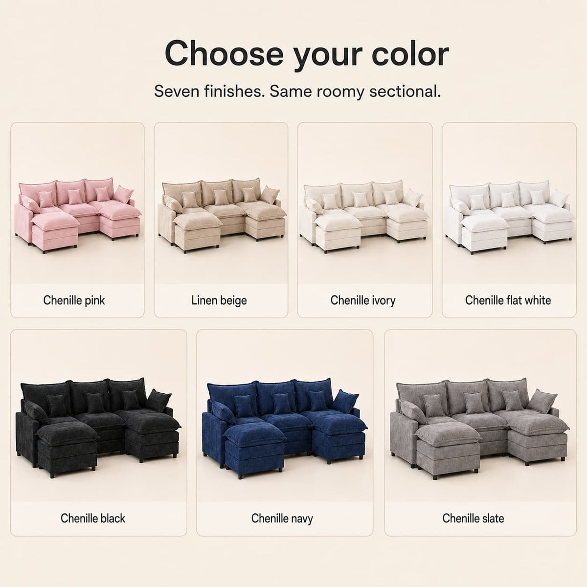 GOSUHI | 108\" U-Shaped Modular Cloud Sofa